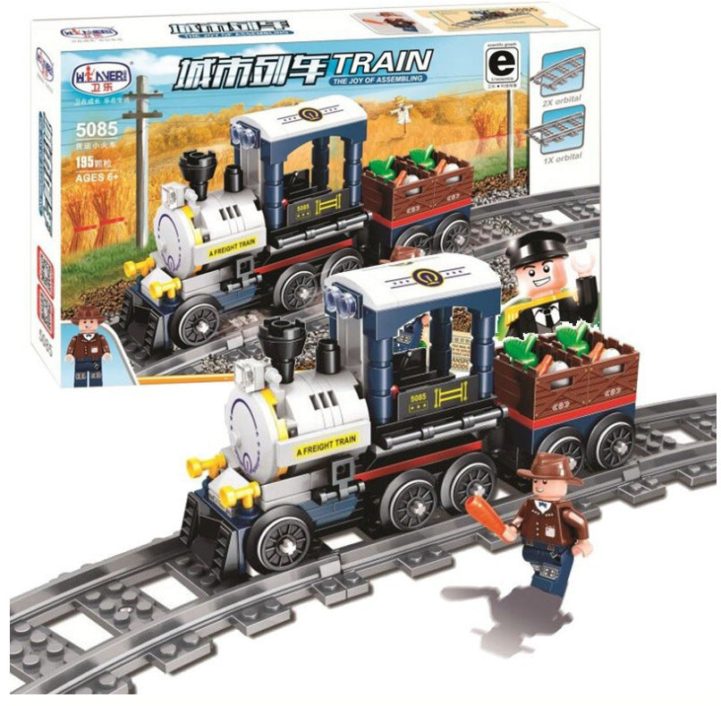 Weile Train Series Steam Train Freight Long-distance Train 5085-5091 Assembled Puzzle Building Block Toys