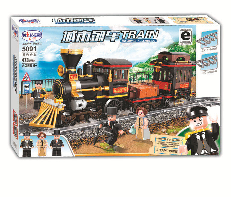 Weile Train Series Steam Train Freight Long-distance Train 5085-5091 Assembled Puzzle Building Block Toys