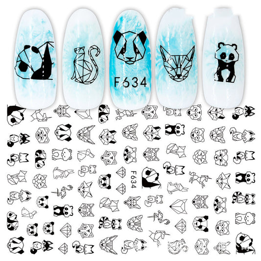 Cross-Border Nail Stickers New Japanese European And American 3D Hot Stamping Full Stickers Black And White Rose Heart-Shaped Ink Nail Decals