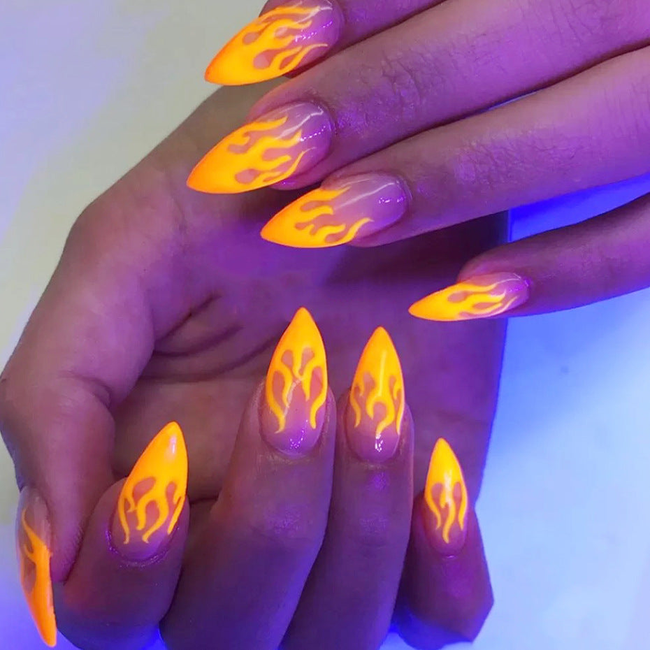 New Nail Art Flame Star Sticker Ins Color Fluorescent Flame Boxed Transfer Sticker Set