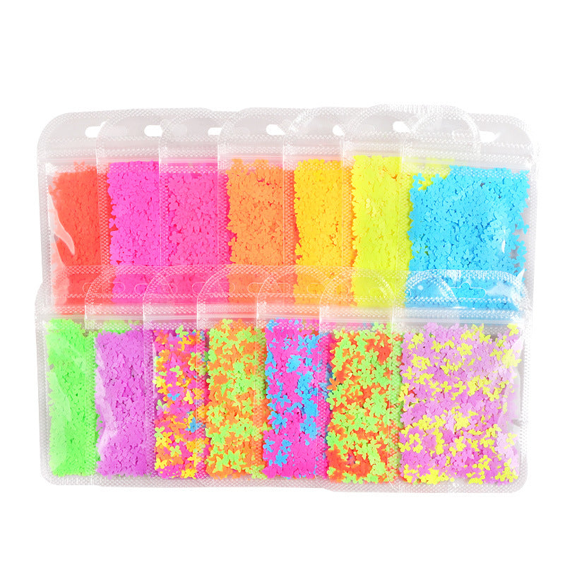 Multicolor Medium Butterfly Nail Sequins In Bone Bag