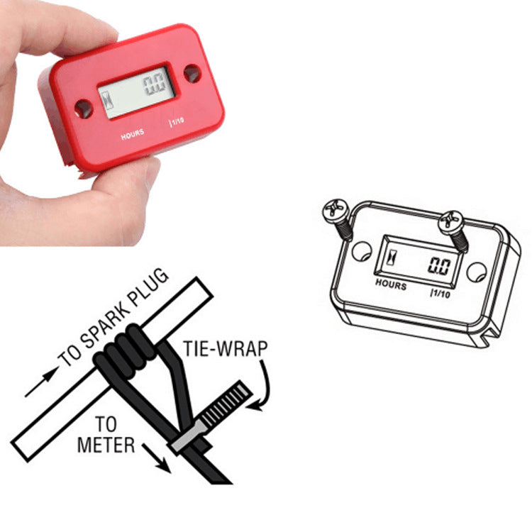 Tired Timer Motorcycle Motorboat Atv Lcd Induction Type Hour Meter 2 Punch 4 Punch Timer