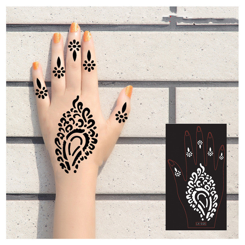 2 Sheets Hand Tattoo Decal Henna Stencil Temporary