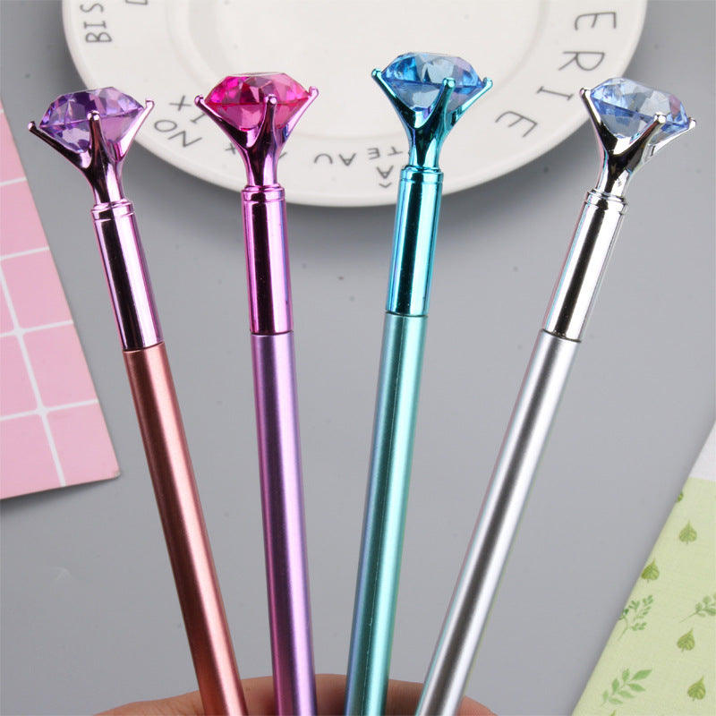 Small Fresh, Metallic Diamond Gel Pen, Multicolor Diamond Tip Black Pen, Student Note Pen