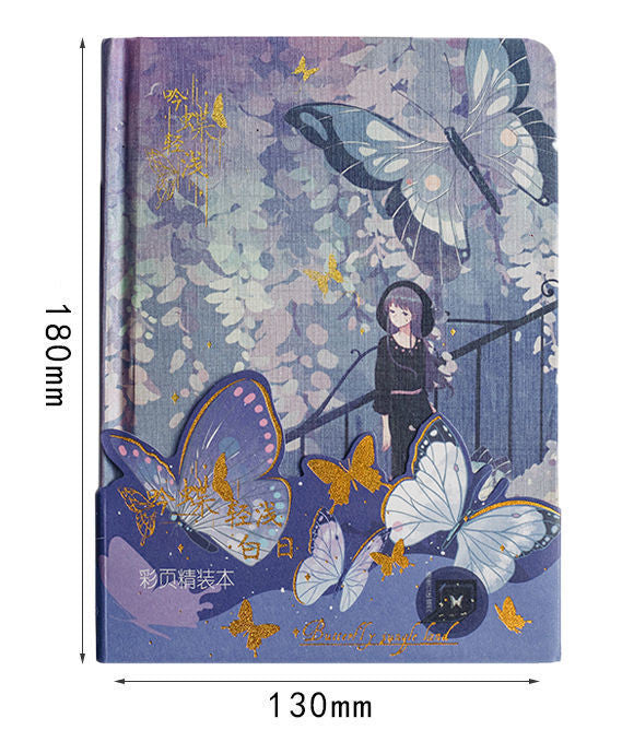 Butterfly Series Color Page Notebook Student's Diary A5 Creative Beautiful Hardcover Notebook