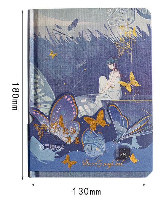 Butterfly Series Color Page Notebook Student's Diary A5 Creative Beautiful Hardcover Notebook