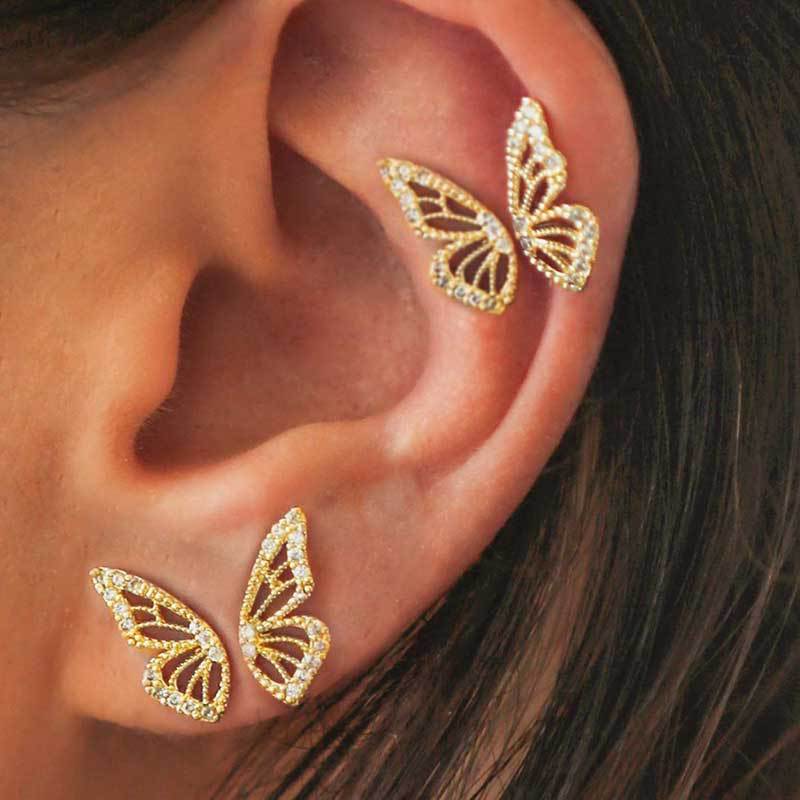 Exaggerated Bohemian Crystal Butterfly Earrings