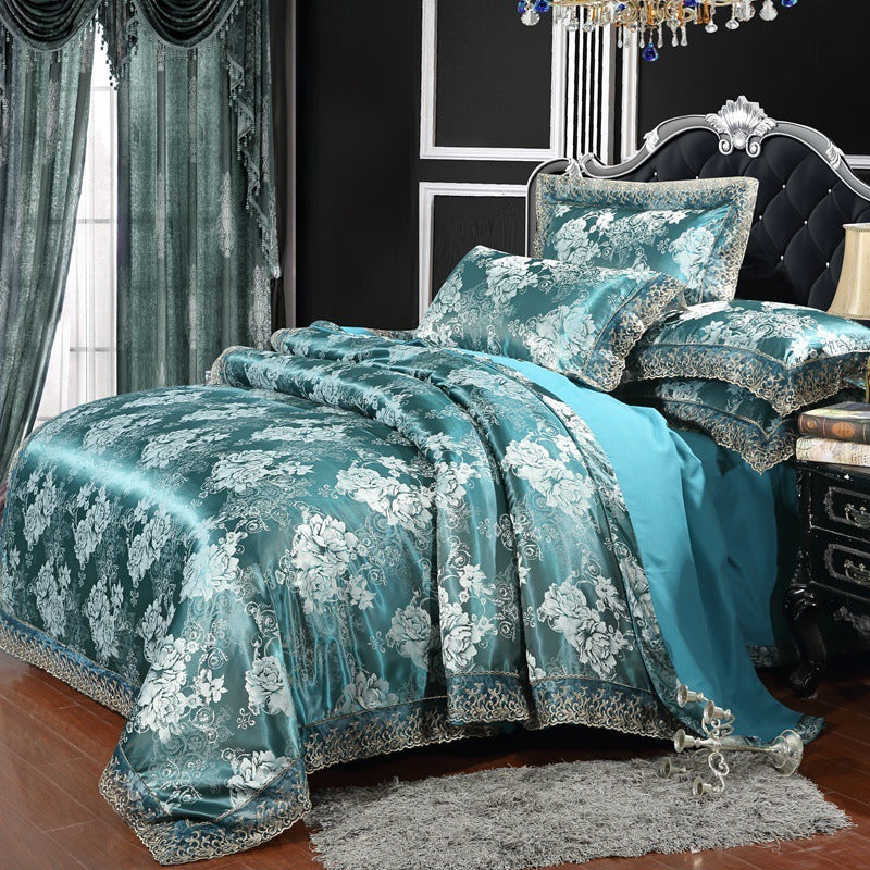 Satin Jacquard Three-Piece Fitted Sheet Set Bedding Set