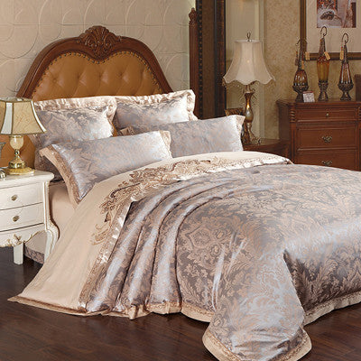 High Grade European Four Piece Satin Jacquard Bedding Pure Cotton Sheet Quilt Cover Genuine Wedding Bedding Home Textile