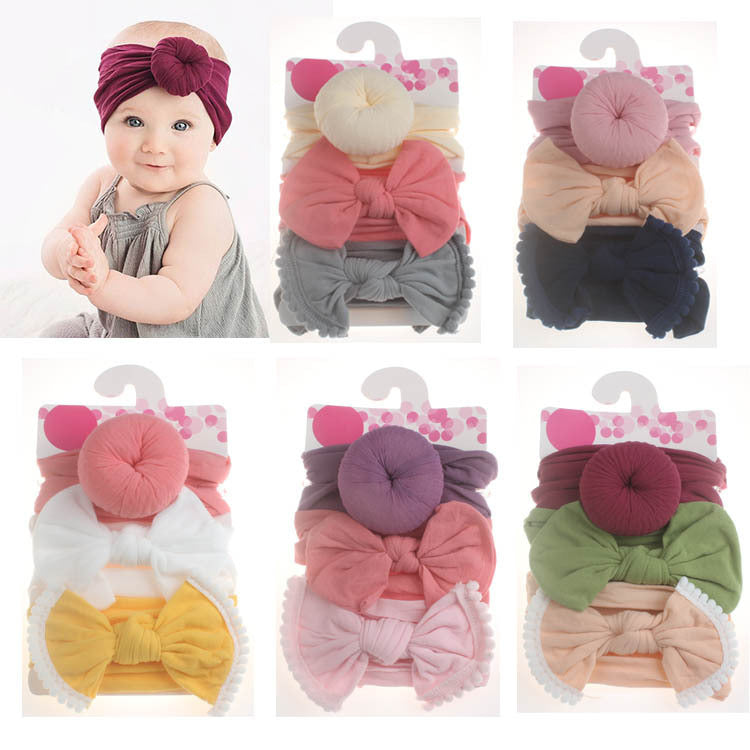 Bow Elastic Nylon Band Headdress Fashion Decoration Baby Hair Band