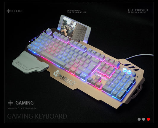 Pk900 Gaming Keyboard Colorful Light Metal Panel With Hand Rest To Eat Chicken To Stimulate Lol Keyboard