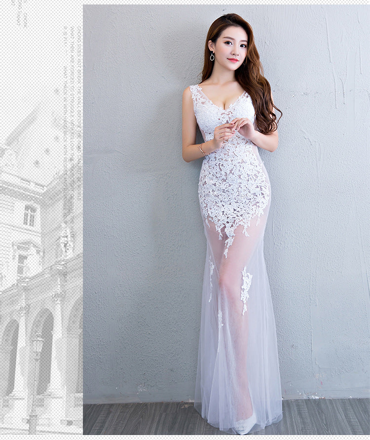 Lace Transparent Mermaid Evening Dress