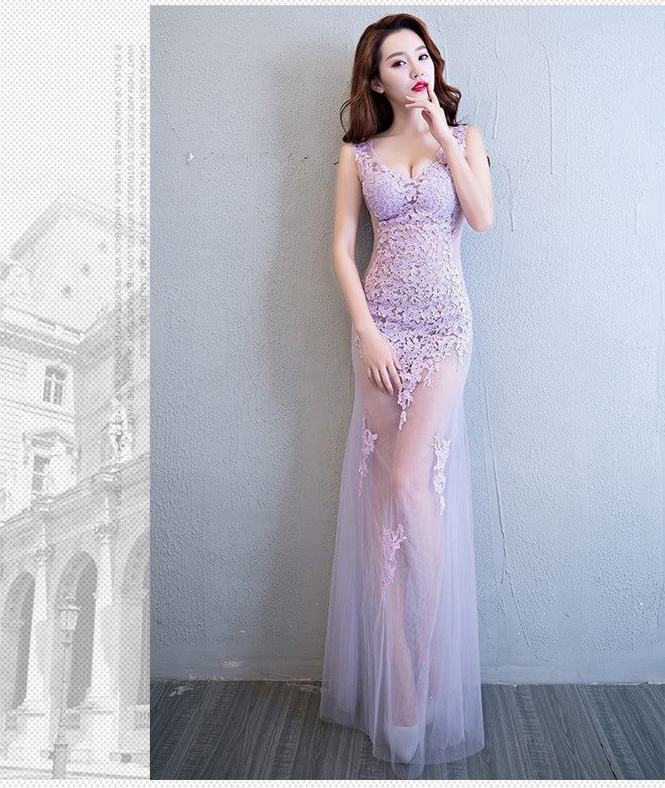 Lace Transparent Mermaid Evening Dress