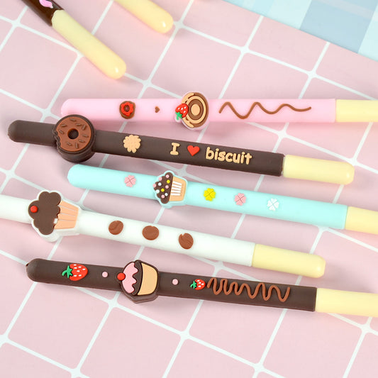 Korean Soft Gel Chocolate Stick Scented Needle Tube Gel Pen Black Ink Pen Signature