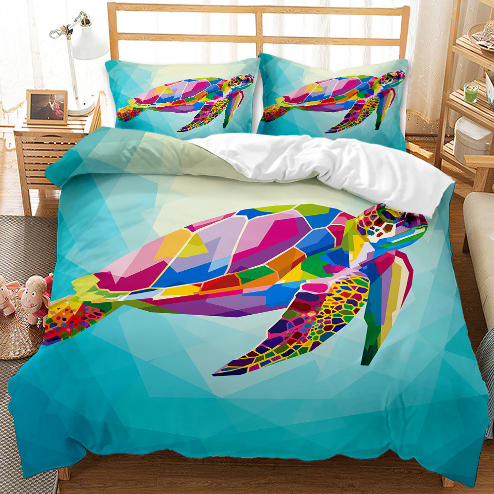 Underwater World Whale Shark Cross-Border Foreign Trade Quilt Cover Three-Piece Set Four-Piece 3D Digital Printing Brushed BeddingSet