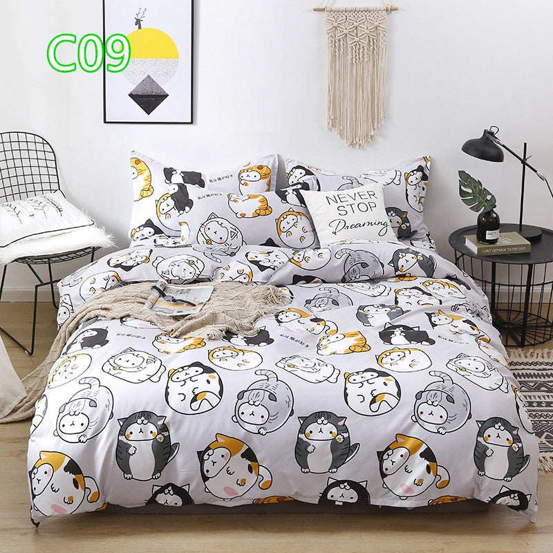 Cute Cartoon Pattern Soft Children'S Single Double Extra Large Quilt Cover And Pillowcase Set