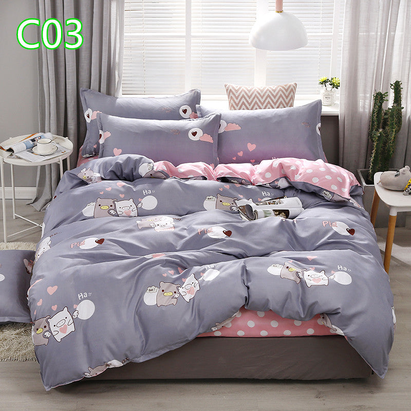 Cute Cartoon Pattern Soft Children'S Single Double Extra Large Quilt Cover And Pillowcase Set