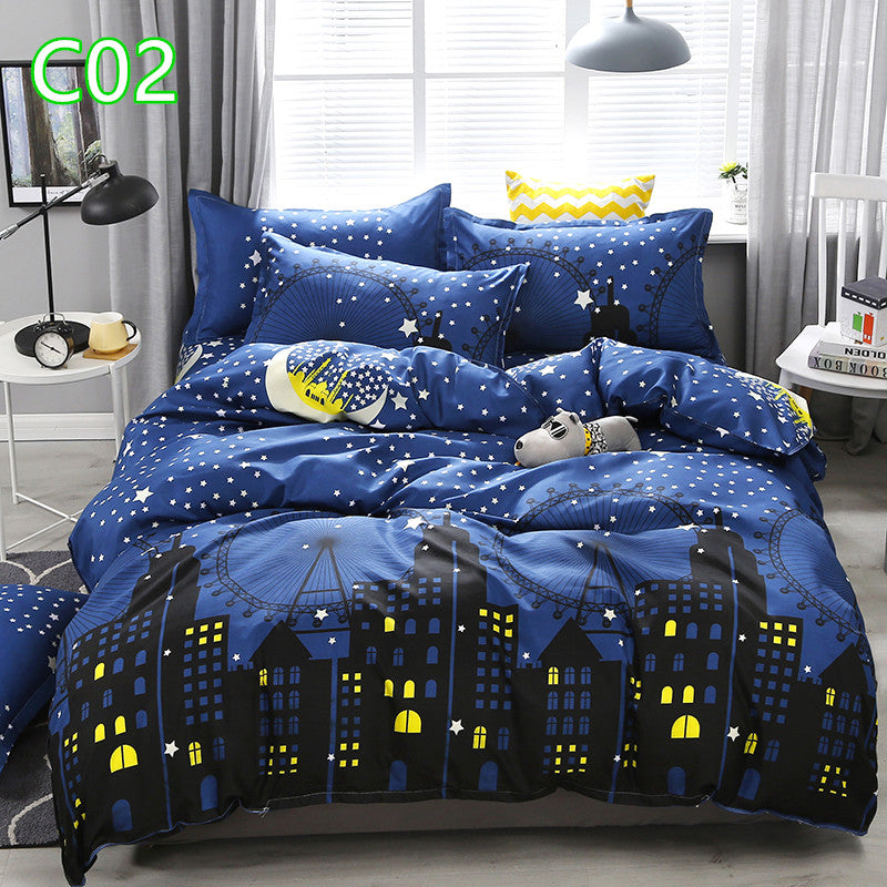 Cute Cartoon Pattern Soft Children'S Single Double Extra Large Quilt Cover And Pillowcase Set