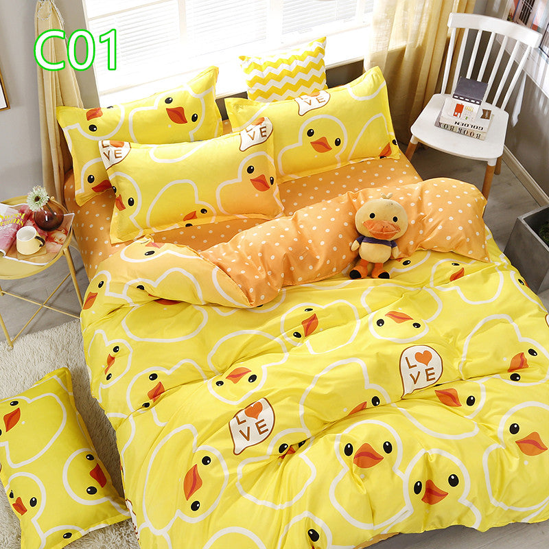 Cute Cartoon Pattern Soft Children'S Single Double Extra Large Quilt Cover And Pillowcase Set