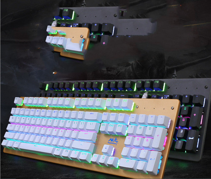 Internet Cafe Metal Backlit Eat Chicken Usb Game Green Axis Membrane Mechanical Keyboard