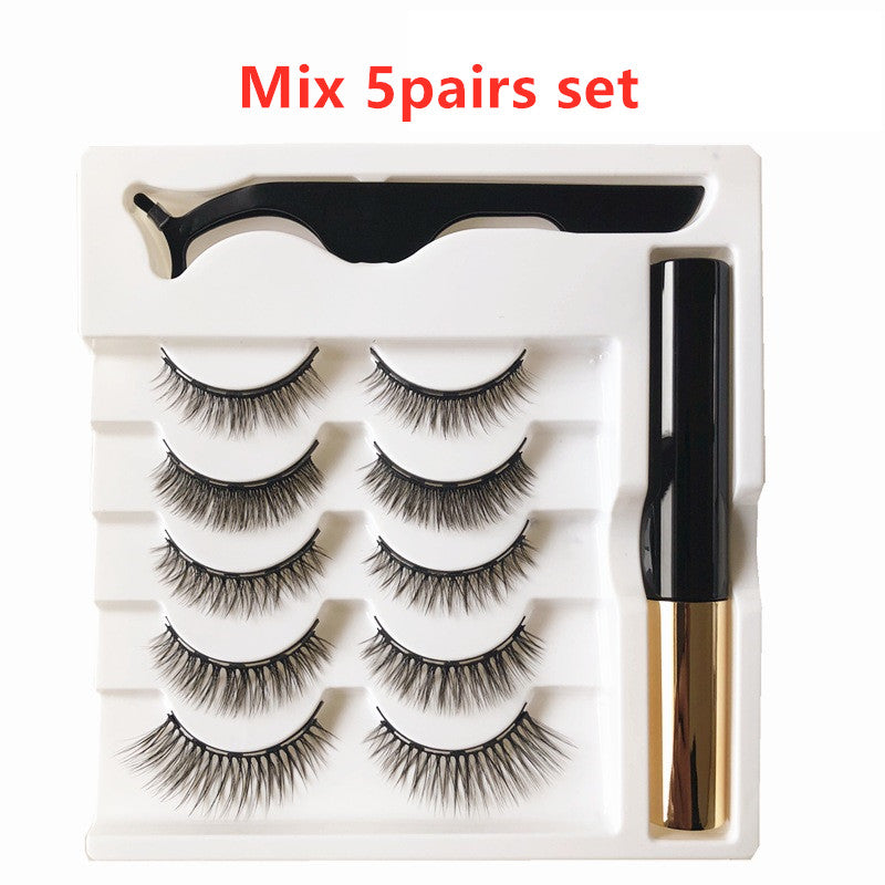 Five Pairs Of Magnetic Eyeliner Eyelashes Set