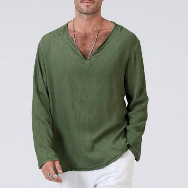 New Cotton And Linen Ethnic Style Men's T-shirt Men