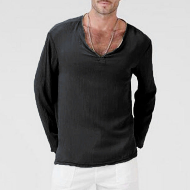 New Cotton And Linen Ethnic Style Men's T-shirt Men