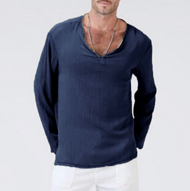 New Cotton And Linen Ethnic Style Men's T-shirt Men