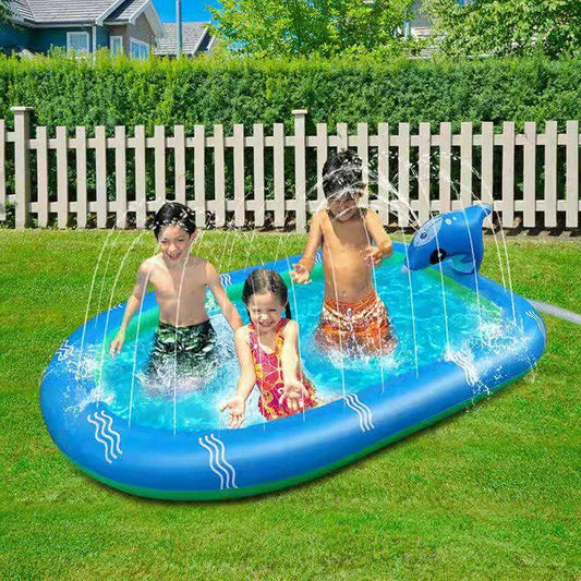 Children Playing In Inflatable Dolphin Swimming Pool