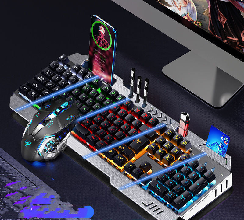 Mechanical Hand Keyboard, Mouse And Earphone Three Piece Suit Wired Computer Notebook Chicken Eating Game