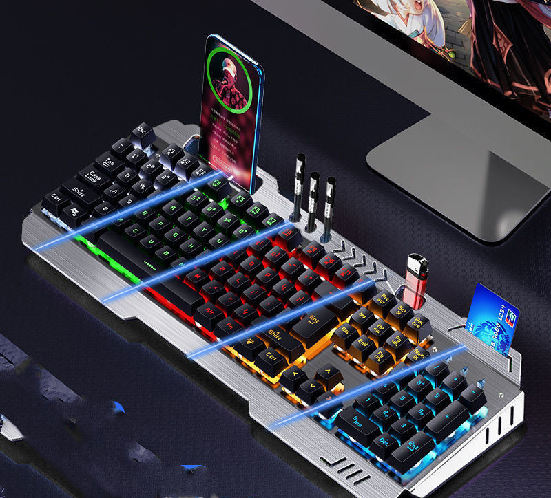 Mechanical Hand Keyboard, Mouse And Earphone Three Piece Suit Wired Computer Notebook Chicken Eating Game