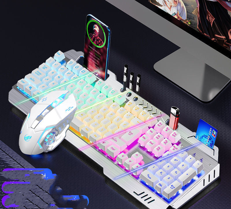 Mechanical Hand Keyboard, Mouse And Earphone Three Piece Suit Wired Computer Notebook Chicken Eating Game