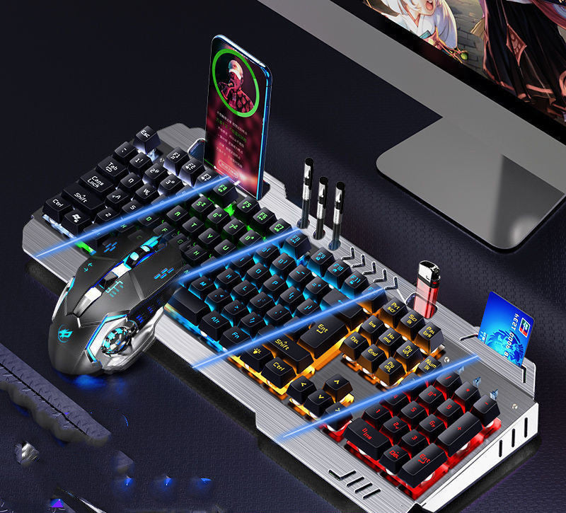 Mechanical Hand Keyboard, Mouse And Earphone Three Piece Suit Wired Computer Notebook Chicken Eating Game