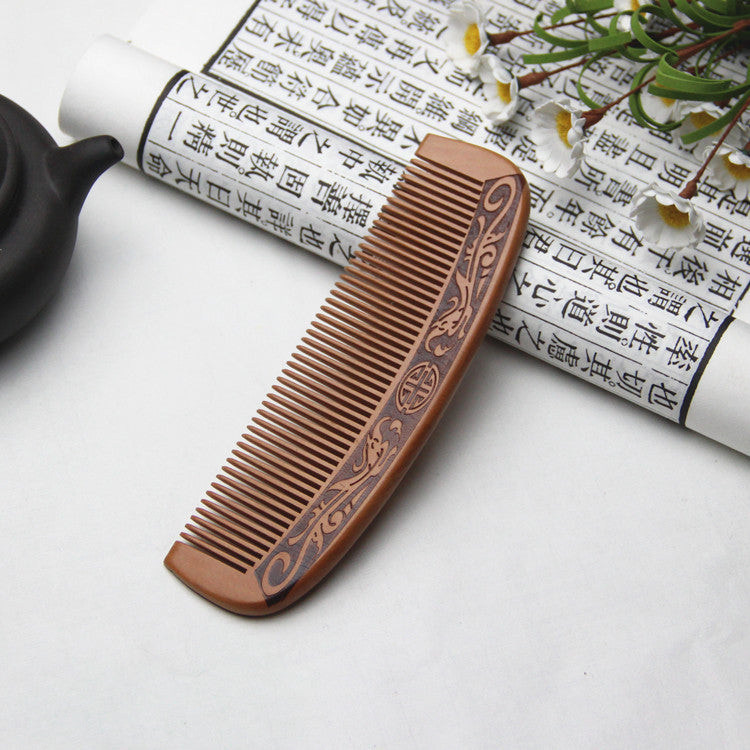 1pcs Anti-Static Comb Natural Peach Solid Wood