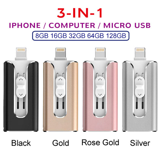 Compatible with Apple , Suitable For Android Computer Three-in-one Metal USB Flash Drive