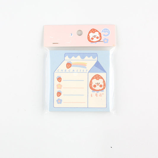 MINKYS New Kawaii 100 Sheets Cute Milk Strawberry Memo Note Daily