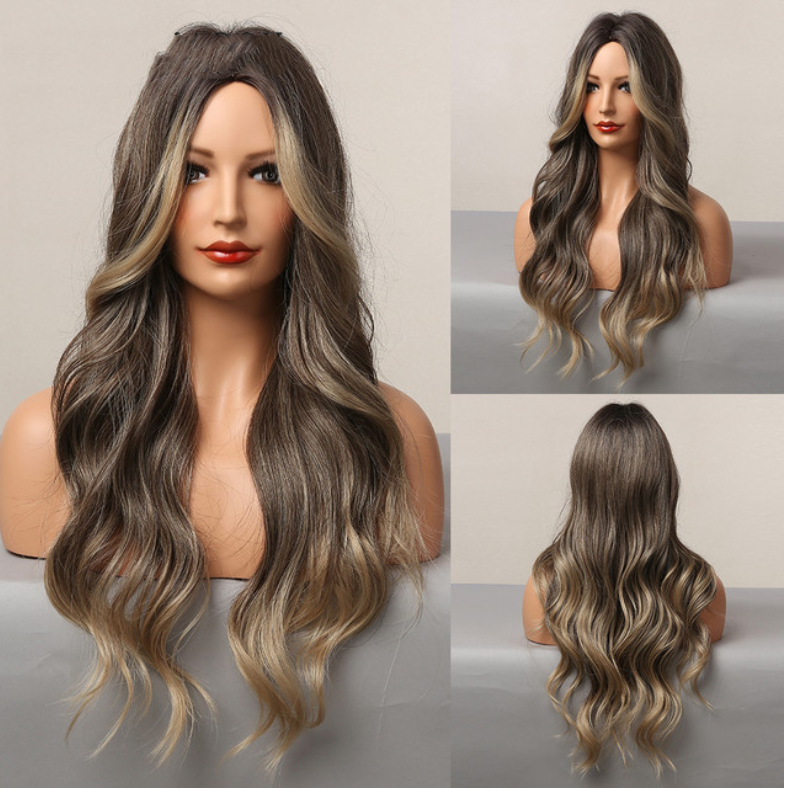 Fashion Gold Brown Black Wig