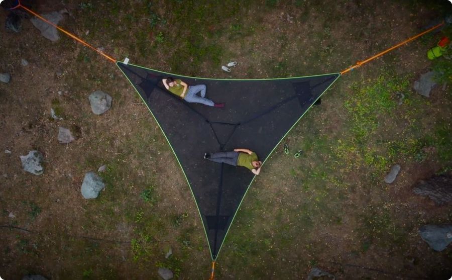 Multi-Person Hammock Three Point Design Portable Hammock Multi-functional Triangle Aerial Mat