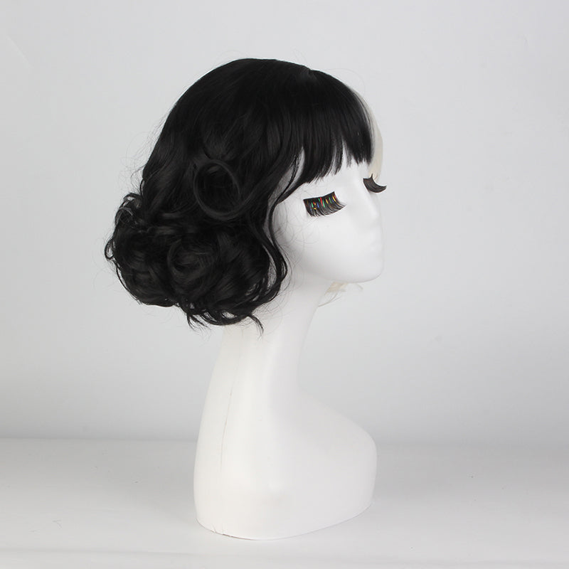 Movie Kuila Cruella Wig Anime Cosplay Black And White Color Combination Short Curly Hair