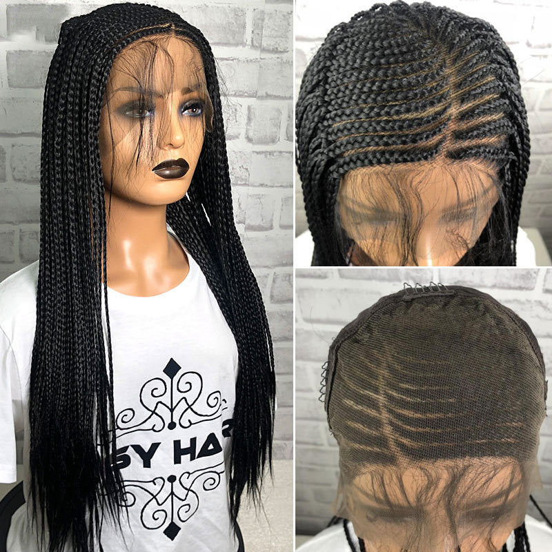 13x6 Braided Wigs Synthetic Lace Front Wig Blac