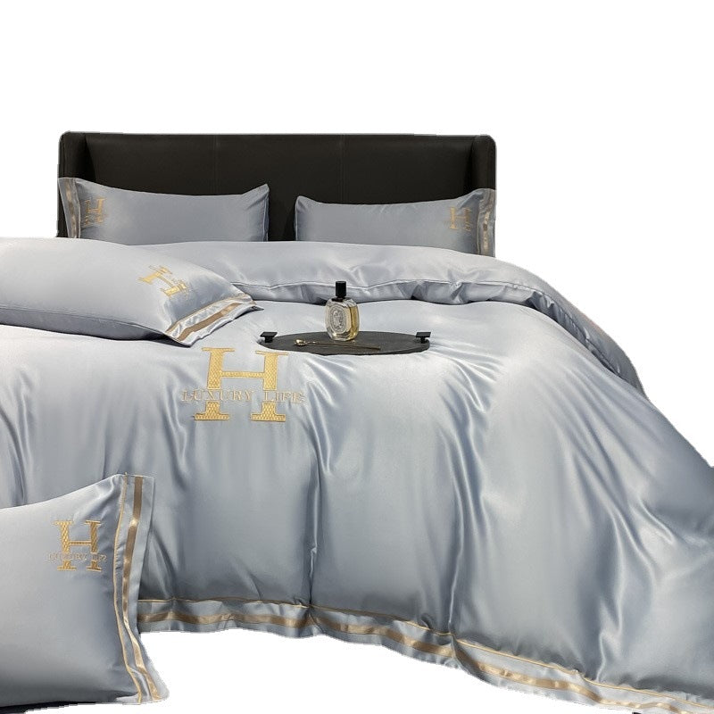 Washed Silk Bedding Four-piece Set Light Luxury Double-sided