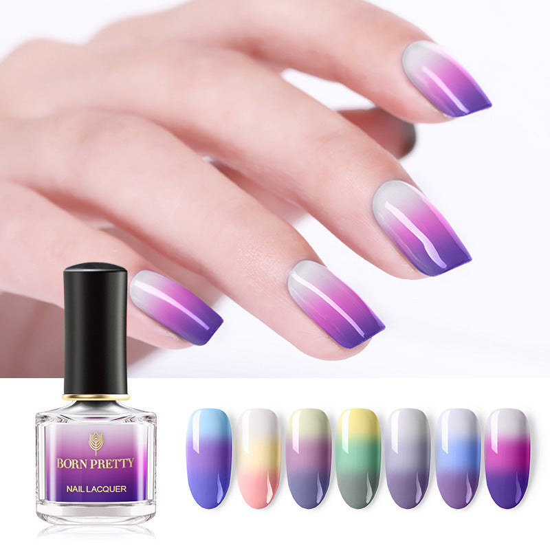 Three-color temperature-change nail polish