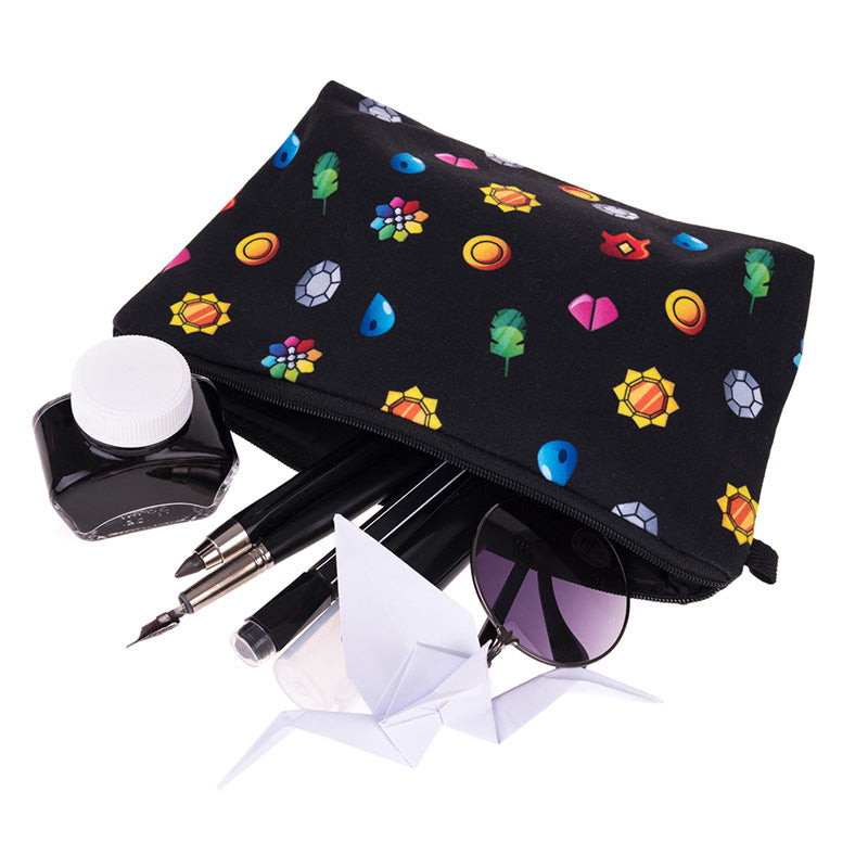 Digital Printing Cosmetic Bag Ladies Black Bottom Sun Storage Portable Washing Bag