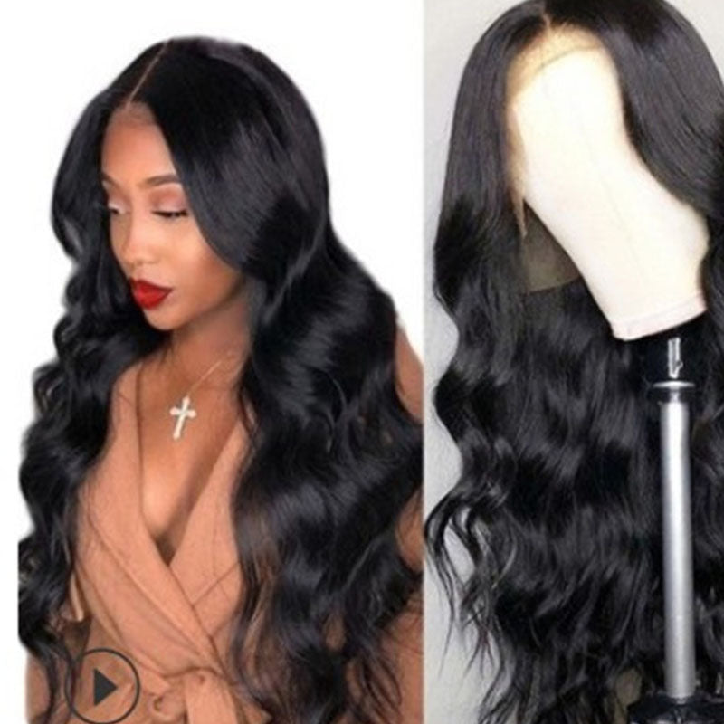 Medium Split Black Big Wave Wig High Temperature Wire