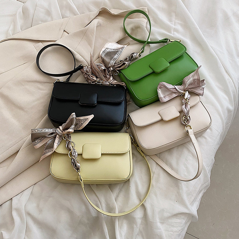 Square Buckle Ribbon Design Fashion Small PU Leather Crossbody Bags For Women 2022 Summer Shoulder Simple Lady Travel Handbags