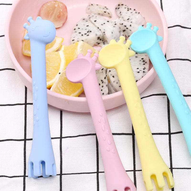 Baby food supplement cartoon silicone spoon