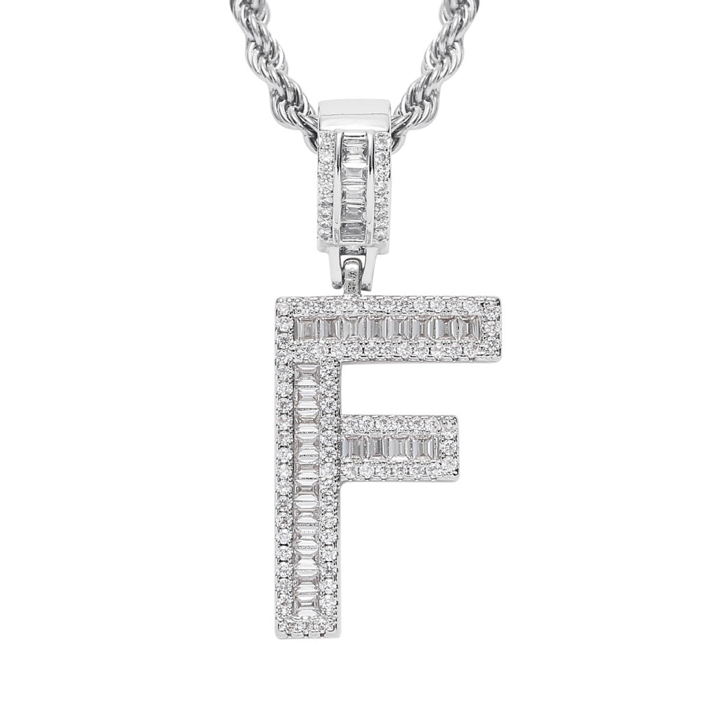 Zircon 26 English Letters Male And Female Hip-hop Pendants Creative Hipster Rap Necklace