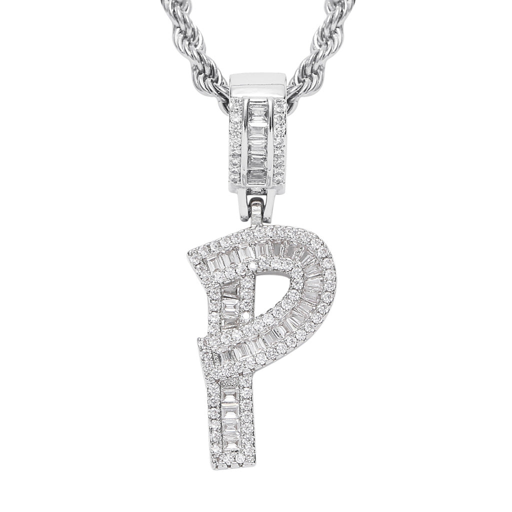 Zircon 26 English Letters Male And Female Hip-hop Pendants Creative Hipster Rap Necklace