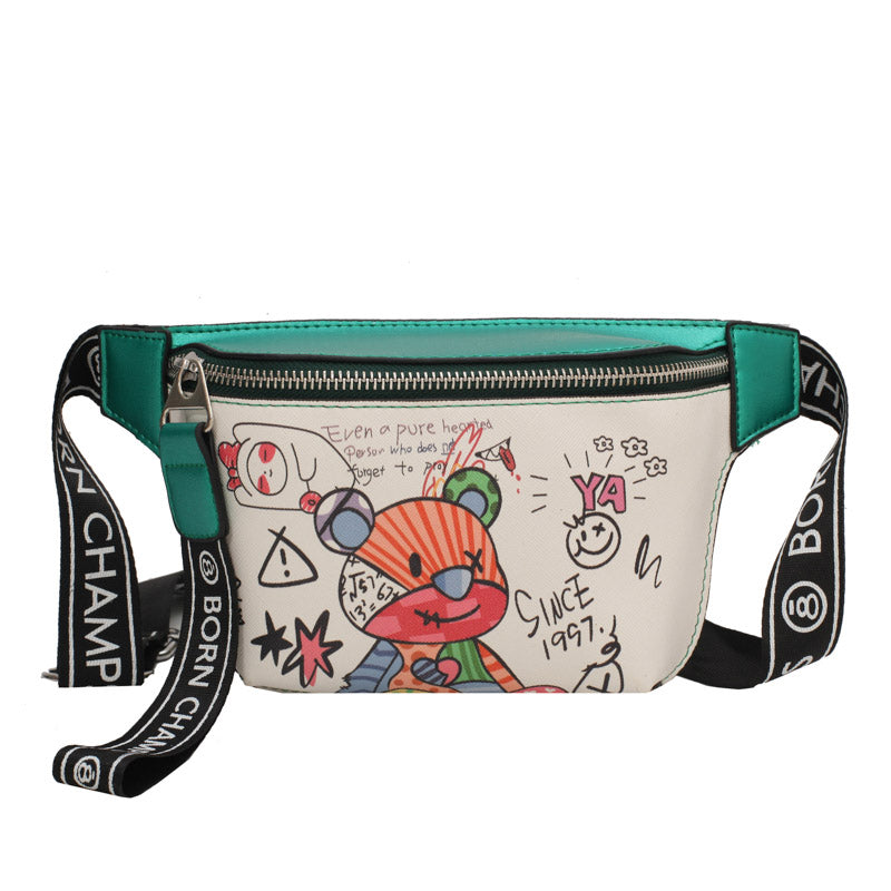 Casual Waist Bags For Women 2021 Cute Bear Pattern Leather Shoulder Chest Bag Travel Women Fanny Pack Belt Purses Female Bolsos