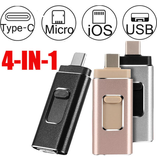 Compatible with Apple, 4 in 1 Flash Stick for iPhoneAndroid Type C Usb Key